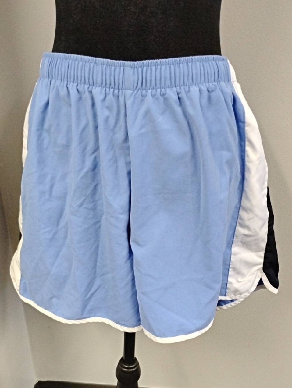 Nike Women's Sky Blue & Navy Athletic Shorts with White Logo, Sz 16-18